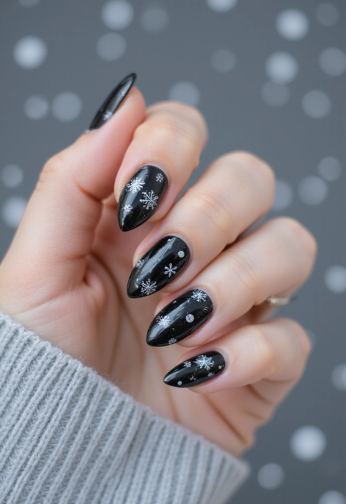 20 Winter Nail Art Designs That Shine Bright - 12. Sleek Black & White