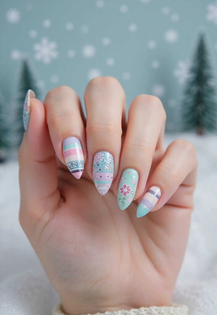 20 Winter Nail Art Designs That Shine Bright - 17. Layered Patterns