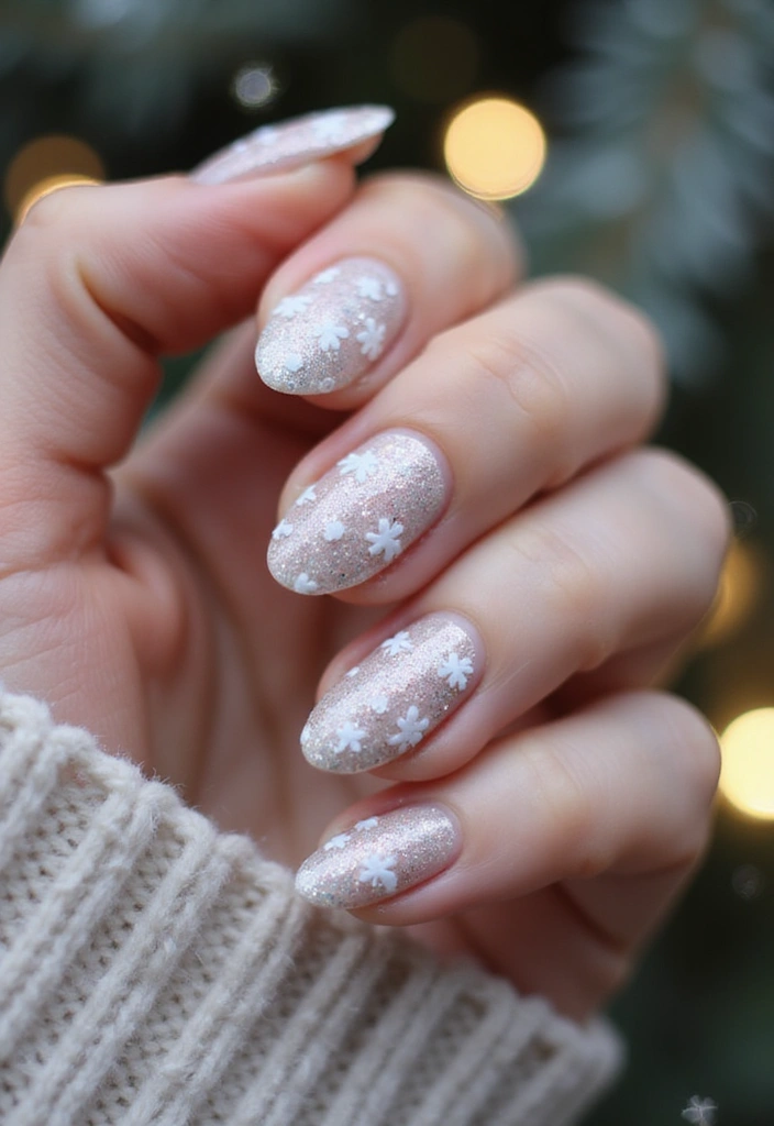 20 Winter Nail Art Designs That Shine Bright - 2. Glittering Snowflakes