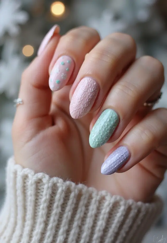 20 Winter Nail Art Designs That Shine Bright - 3. Cozy Sweater Patterns