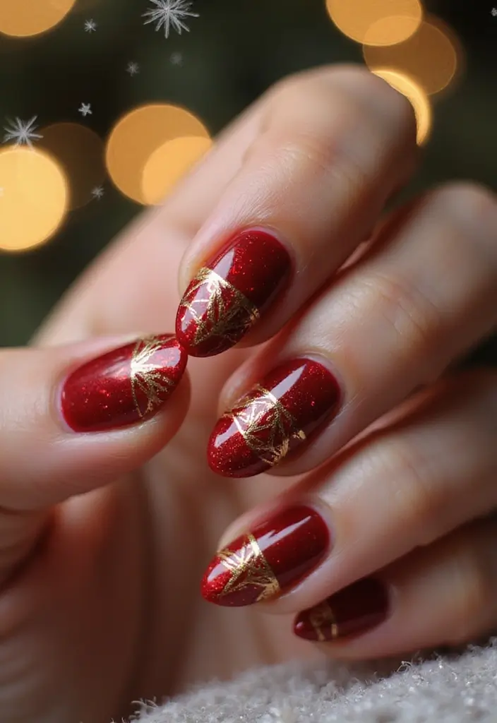 20 Winter Nail Art Designs That Shine Bright - 4. Bold Red & Gold