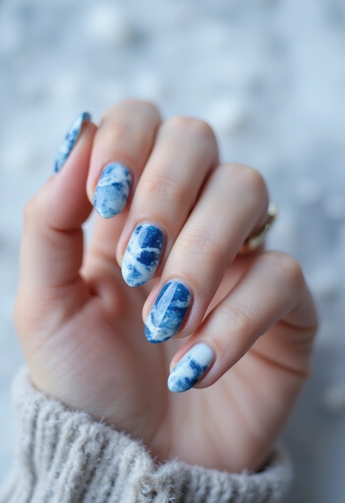 20 Winter Nail Art Designs That Shine Bright - 5. Icy Marble Effect
