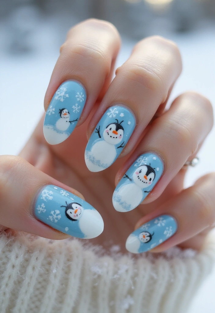 20 Winter Nail Art Designs That Shine Bright - 7. Whimsical Winter Creatures