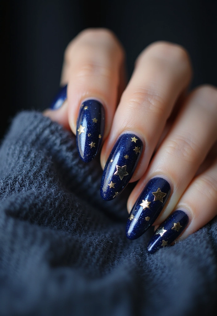 20 Winter Nail Art Designs That Shine Bright - 8. Starry Night