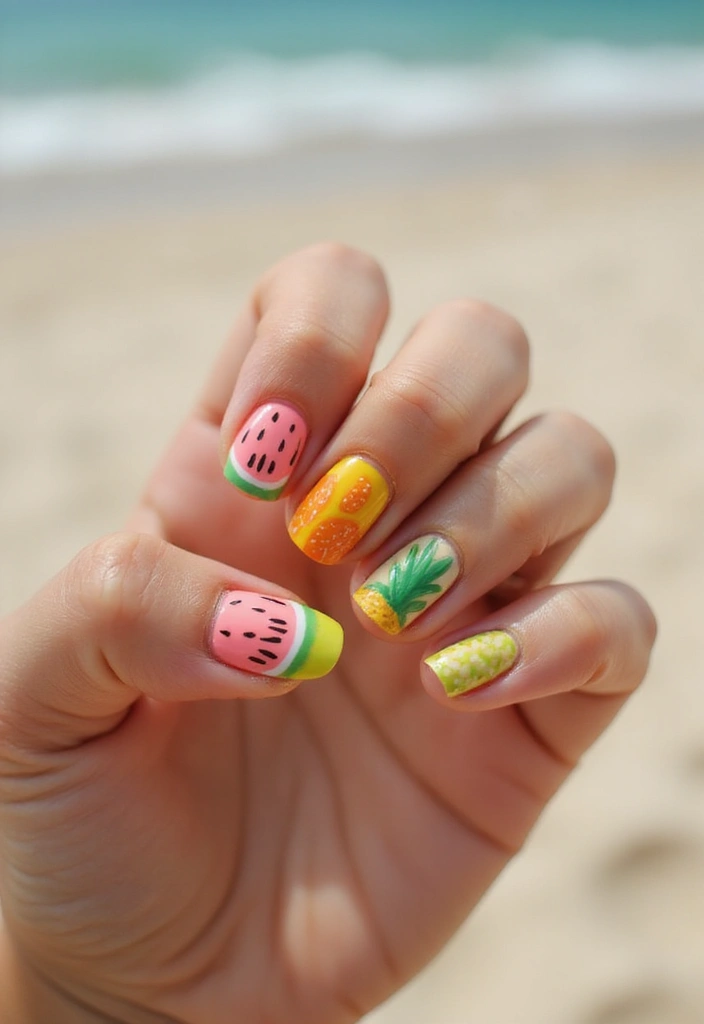 22 Beach Vacay Nail Ideas for Your Next Escape - 11. Fruit-Inspired Nails