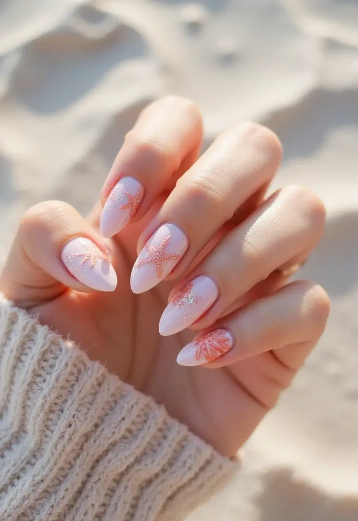 22 Beach Vacay Nail Ideas for Your Next Escape - 12. Starfish and Coral