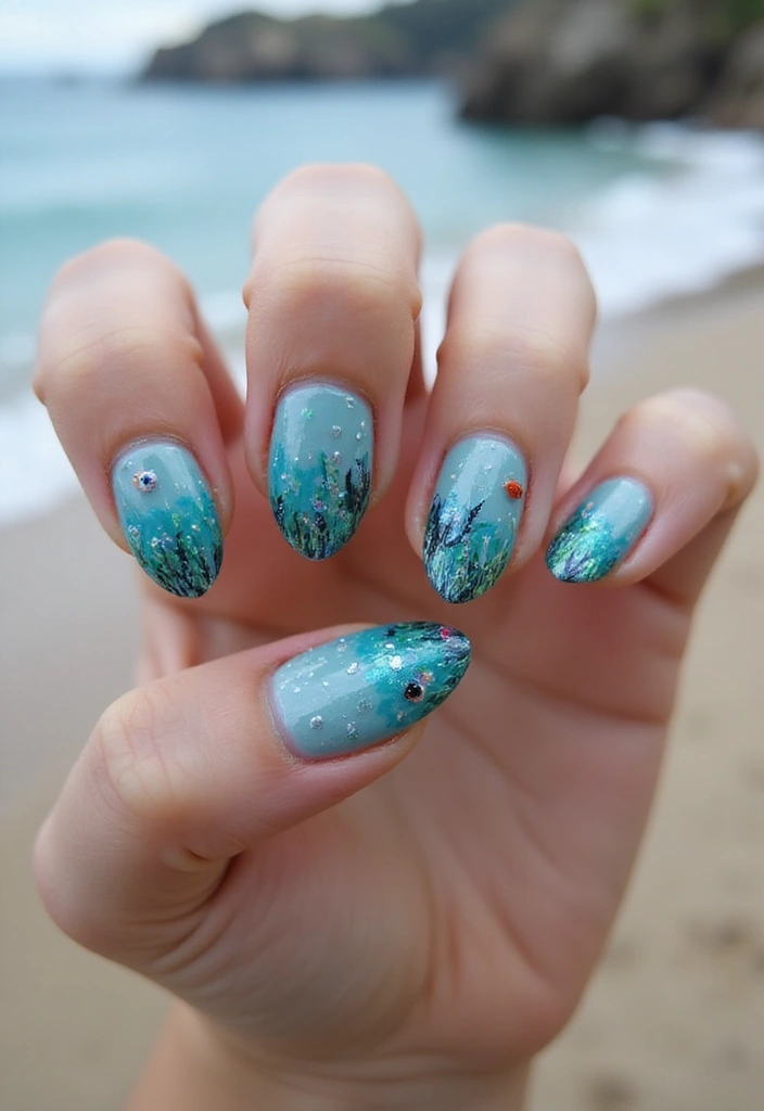 22 Beach Vacay Nail Ideas for Your Next Escape - 14. Under the Sea