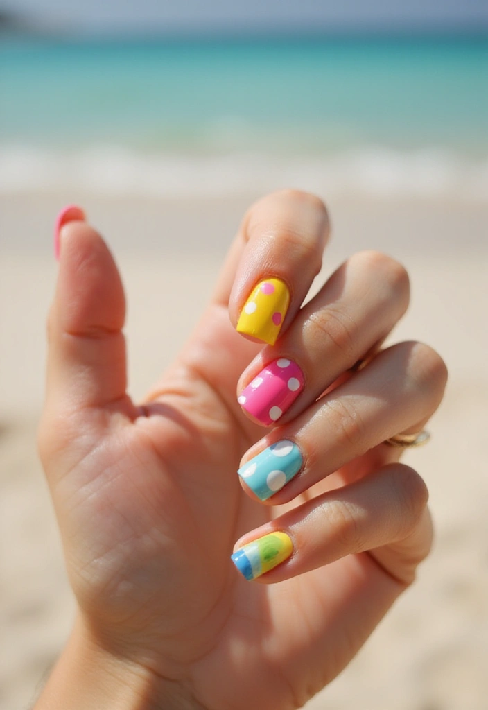 22 Beach Vacay Nail Ideas for Your Next Escape - 16. Colorful Dots