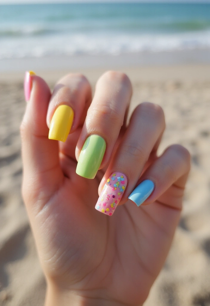 22 Beach Vacay Nail Ideas for Your Next Escape - 19. Confetti Nails