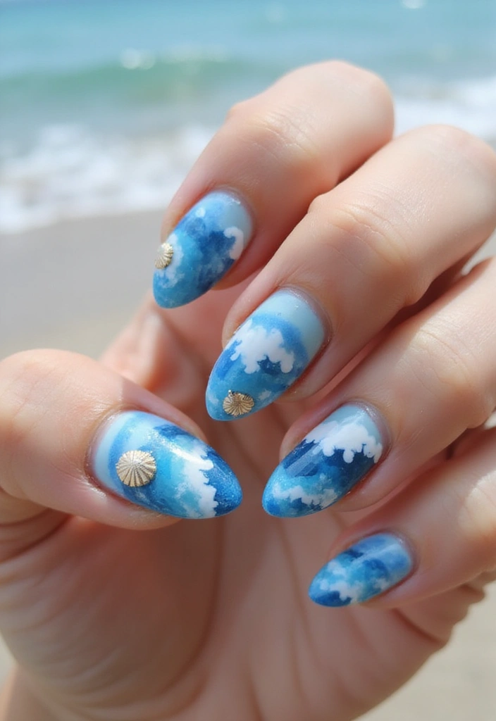 22 Beach Vacay Nail Ideas for Your Next Escape - 2. Ocean Wave Design