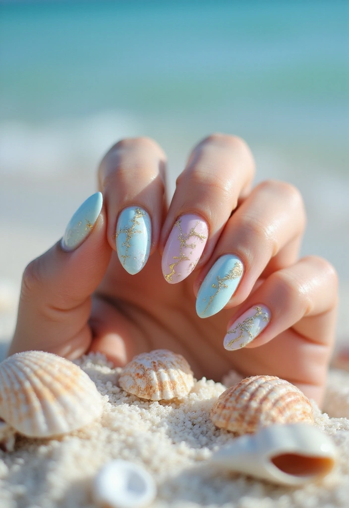 22 Beach Vacay Nail Ideas for Your Next Escape - 4. Seashell Nails