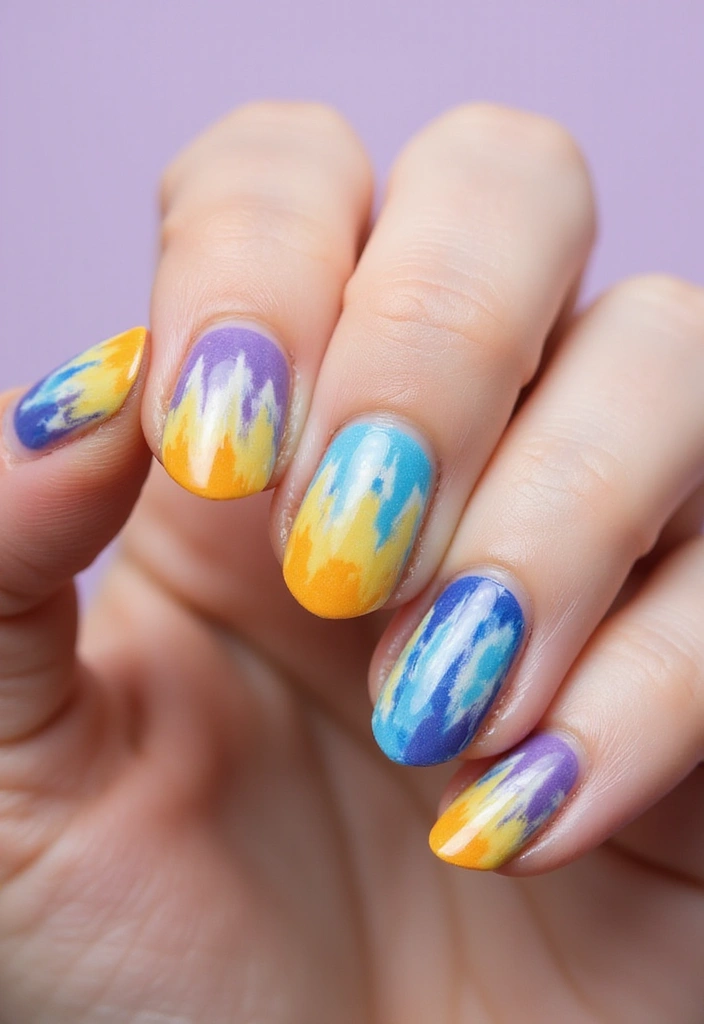 22 Chic Short French Nails That Will Elevate Your Everyday Style! - 10. Tie-Dye French Tips