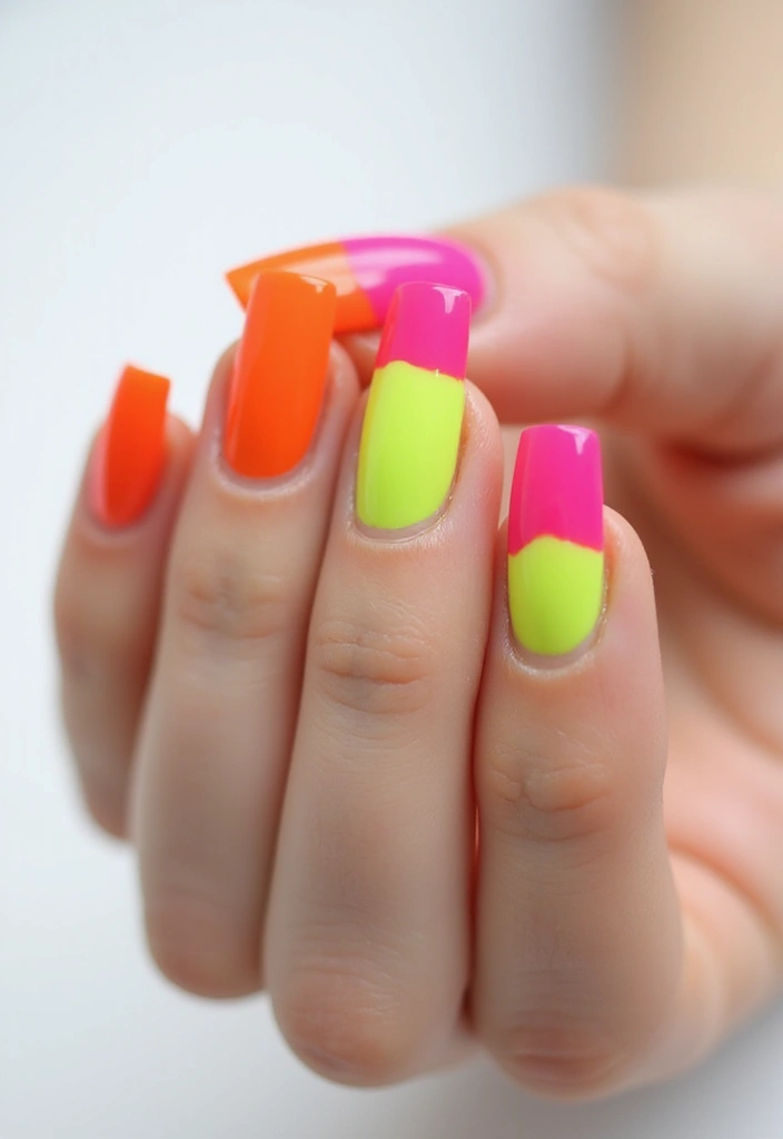 22 Chic Short French Nails That Will Elevate Your Everyday Style! - 13. Neon French Tips