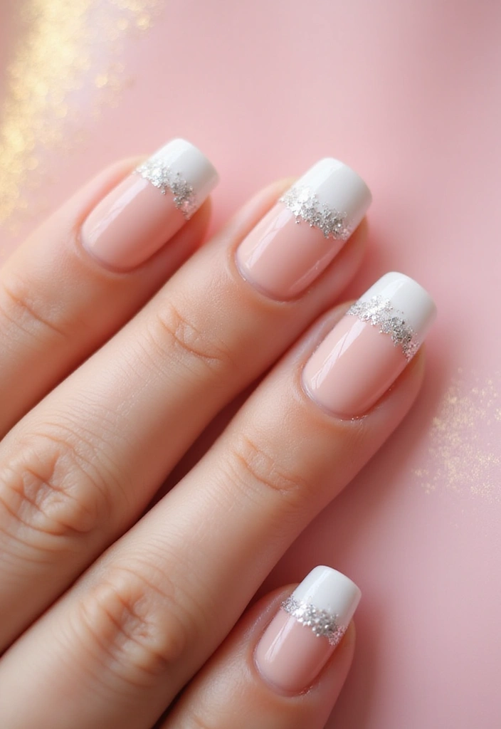 22 Chic Short French Nails That Will Elevate Your Everyday Style! - 3. Glitter Accented French Tips