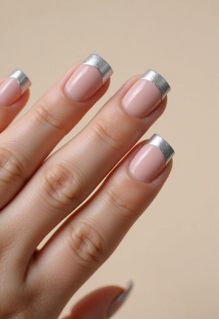 22 Chic Short French Nails That Will Elevate Your Everyday Style! - 9. Metallic Tips