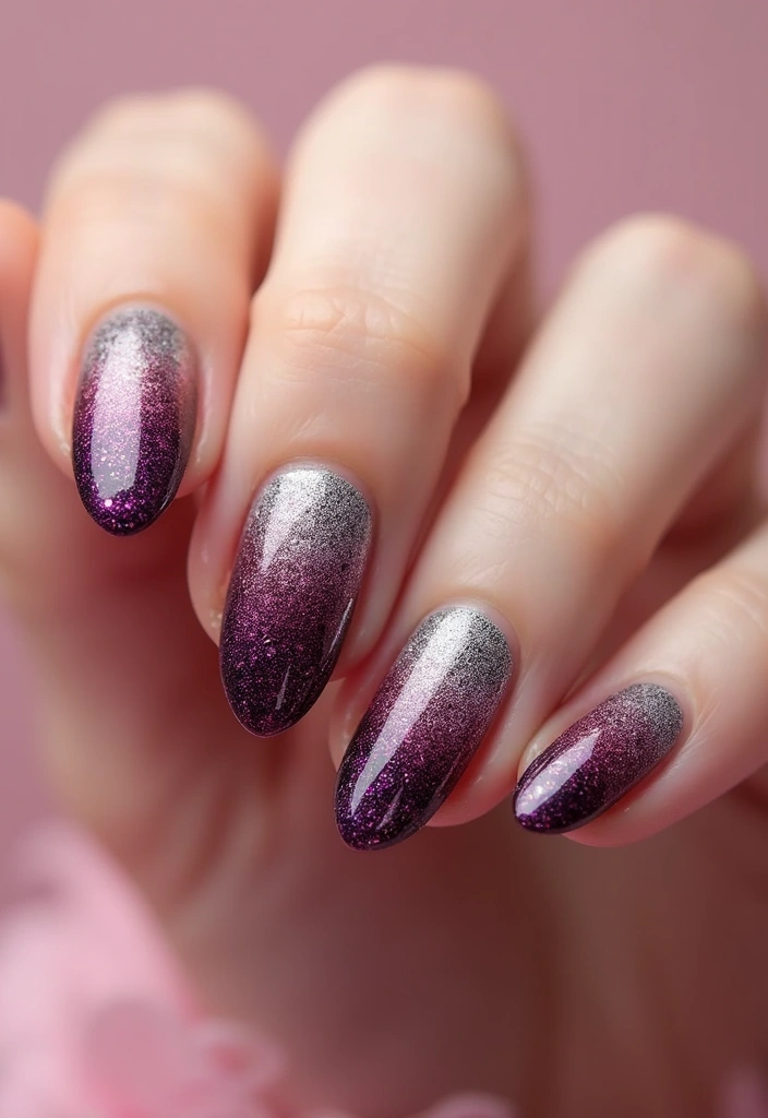 22 Colorful Nail Art for New Year’s Eve - 1. Glitter Gradient Glam