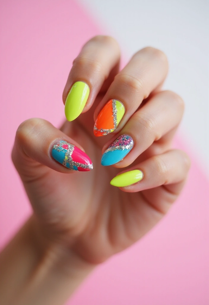 22 Colorful Nail Art for New Year’s Eve - 11. Bright and Bold