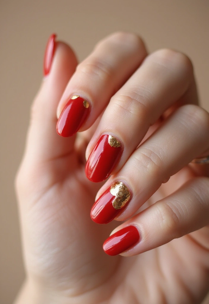 22 Colorful Nail Art for New Year’s Eve - 12. Classic Red with a Twist