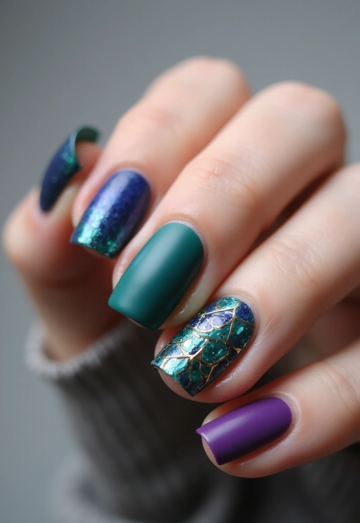 22 Colorful Nail Art for New Year’s Eve - 15. Jewel Tones