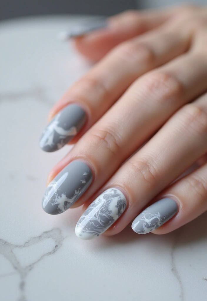 22 Elegant Gel French Nails for a Salon-Perfect Look - 16. Marble Effect Nails