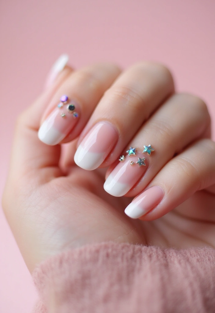 22 Elegant Gel French Nails for a Salon-Perfect Look - 19. Artistic Nail Gems