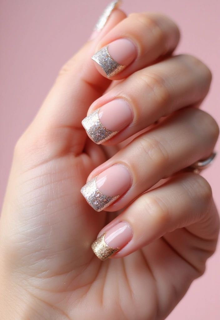 22 Elegant Gel French Nails for a Salon-Perfect Look - 3. Glittering Glam