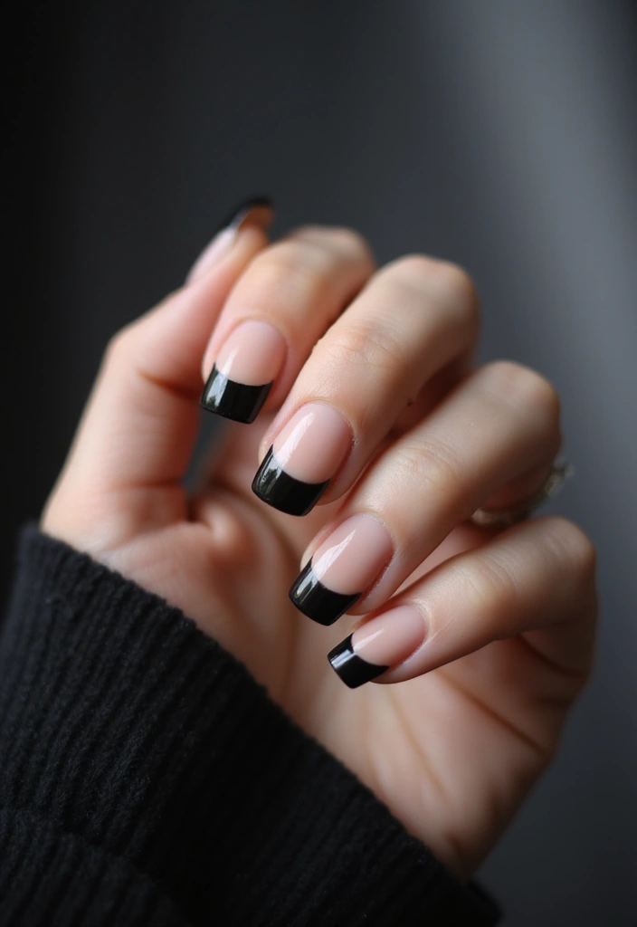 22 Elegant Gel French Nails for a Salon-Perfect Look - 9. Classy Black Tips