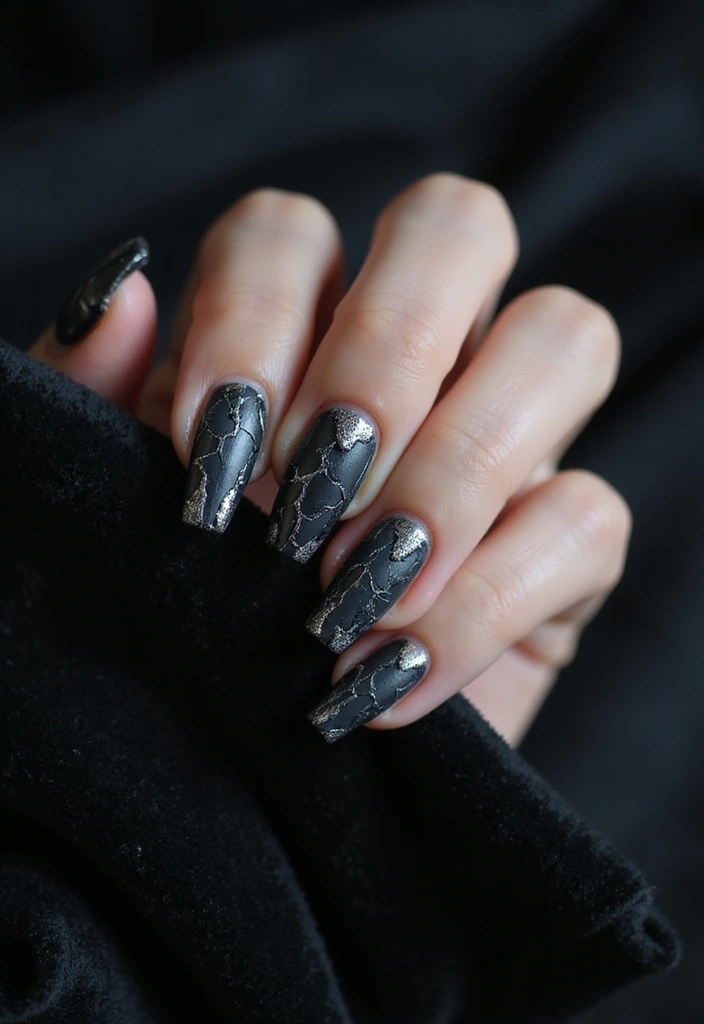 22 Gothic-Inspired Nail Art for December - 12. Cracked and Distressed Finish