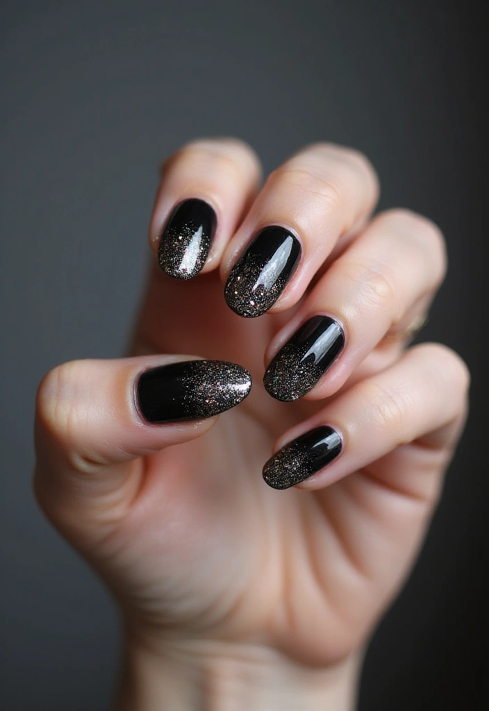 22 Gothic-Inspired Nail Art for December - 13. Dark Glitter Gradient