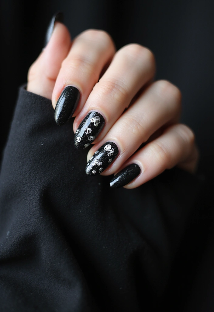 22 Gothic-Inspired Nail Art for December - 16. Subtle Skull Accents