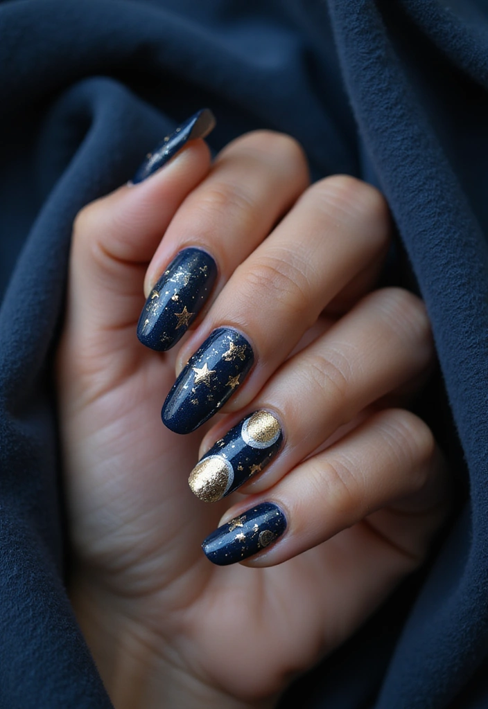 22 Gothic-Inspired Nail Art for December - 17. Celestial Baroque