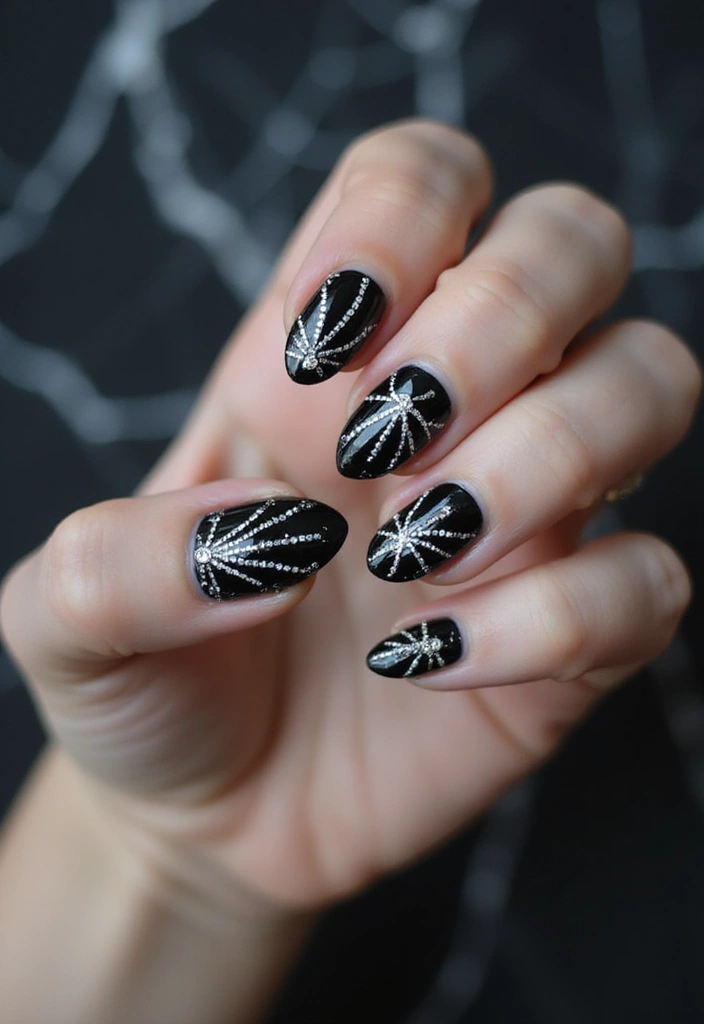 22 Gothic-Inspired Nail Art for December - 6. Spider Webs