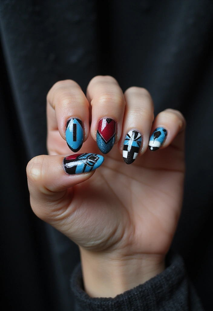 22 Gothic-Inspired Nail Art for December - 9. Gothic Geometric Shapes