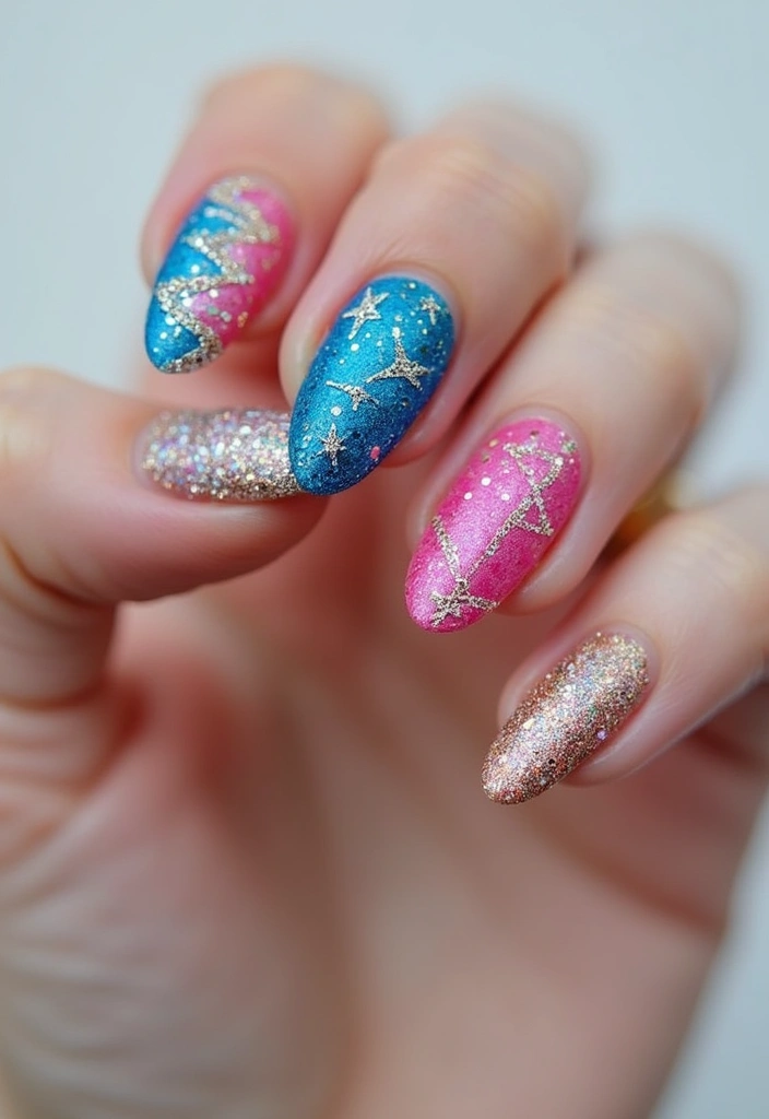 22 Summer Holiday Nail Designs That Scream Vacation - 15. Glitter and Glam