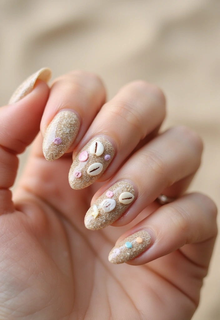 22 Summer Holiday Nail Designs That Scream Vacation - 5. Beach Sand and Shells
