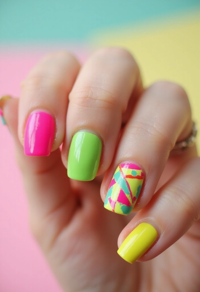 22 Summer Holiday Nail Designs That Scream Vacation - 6. Neon Brights