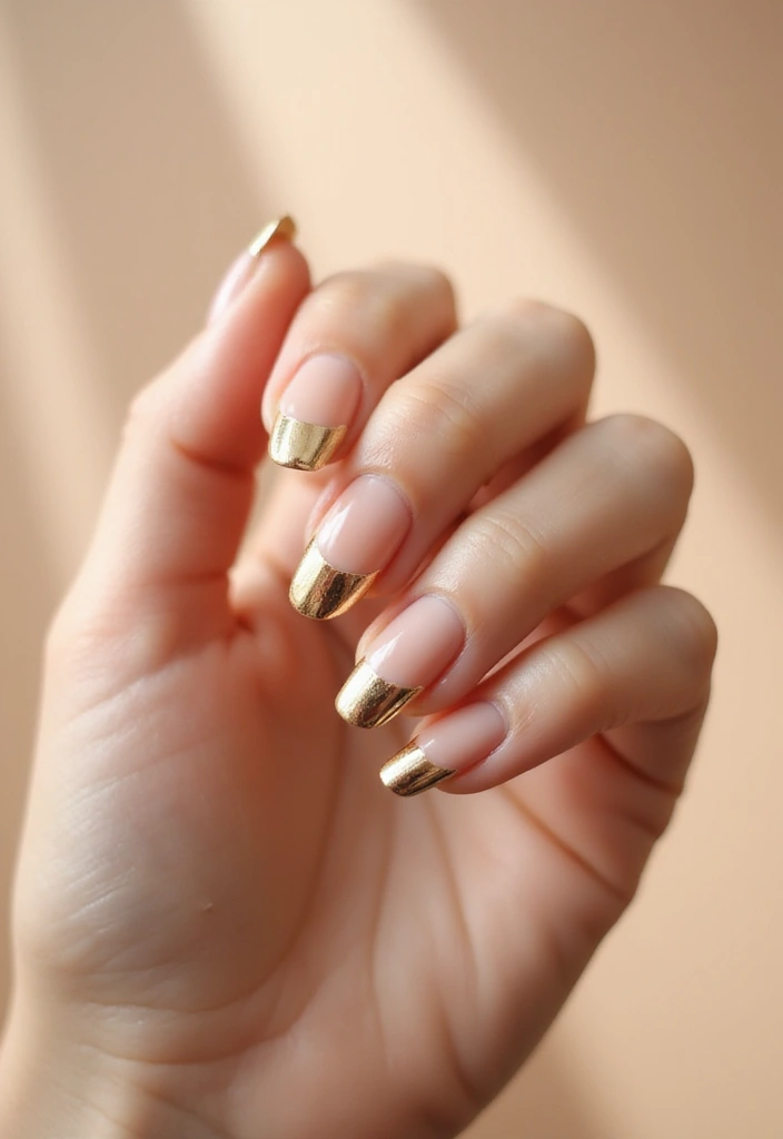 23 Gold Chrome French Tip Looks for Elegant Hands - 1. Classic Gold Chrome French Tips