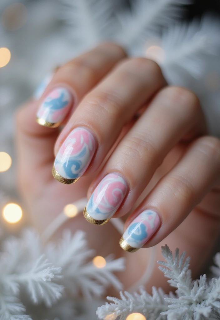 23 Gold Chrome French Tip Looks for Elegant Hands - 13. Whimsical Swirls