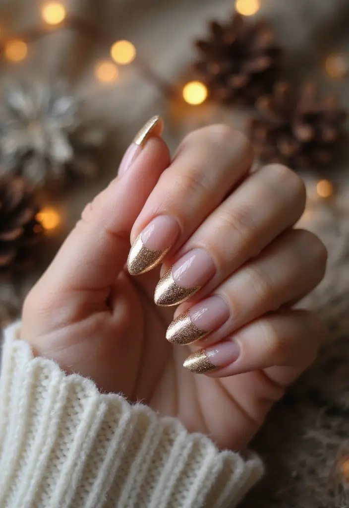 23 Gold Chrome French Tip Looks for Elegant Hands - 14. Textured Gold Chrome Tips