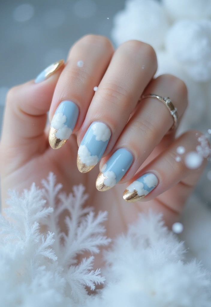 23 Gold Chrome French Tip Looks for Elegant Hands - 20. Ethereal Cloud Gold Chrome Tips