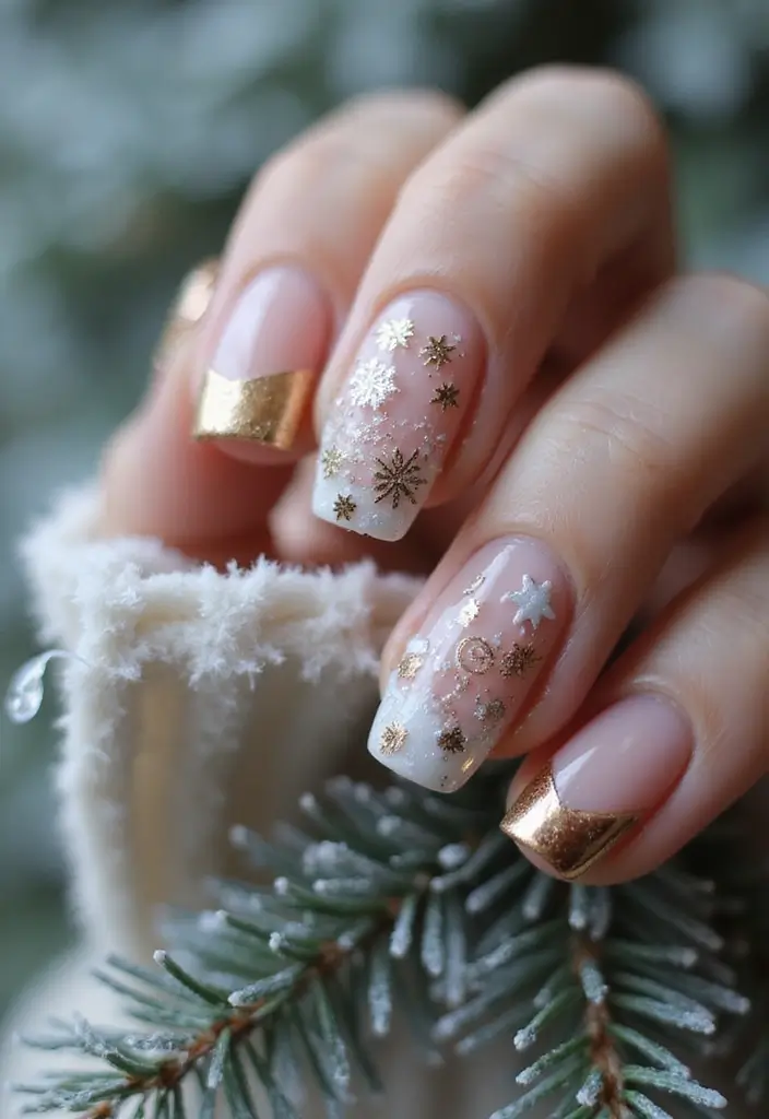 23 Gold Chrome French Tip Looks for Elegant Hands - 22. Custom Nail Art with Gold Chrome Tips