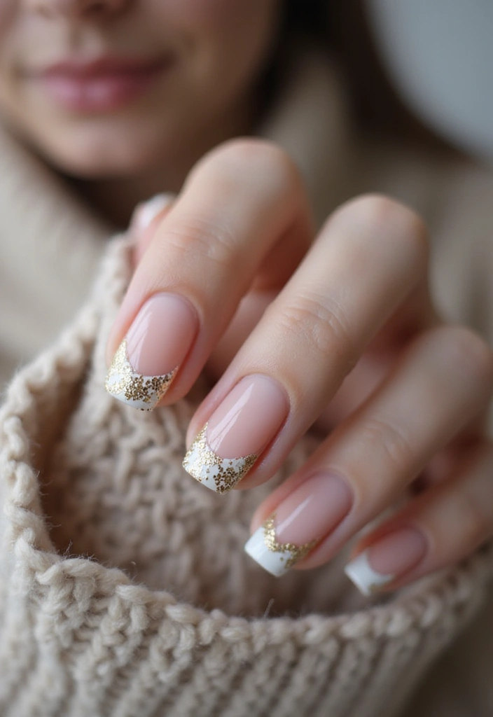 23 Gold Chrome French Tip Looks for Elegant Hands - 7. Gold Chrome with Negative Space