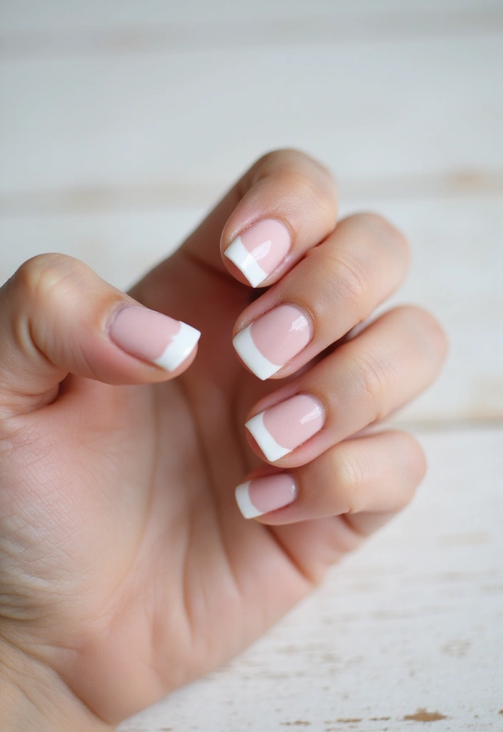 24 Modern Short French Tip Nails Inspo for Minimalists - 1. Classic White Tips with a Twist