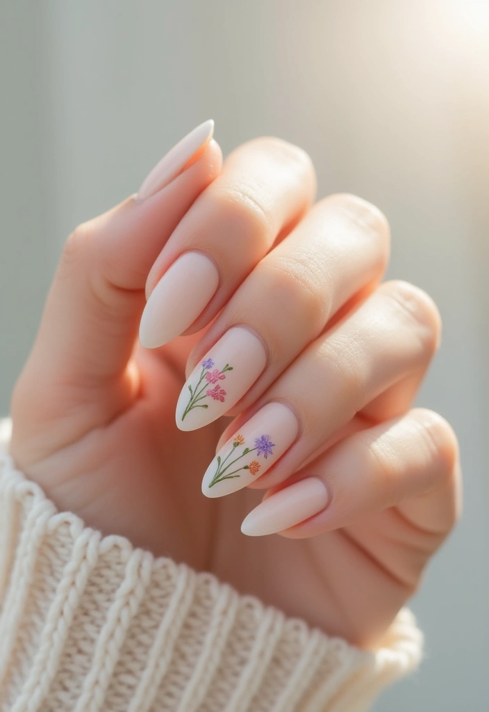 24 Modern Short French Tip Nails Inspo for Minimalists - 20. Soft Floral Accents