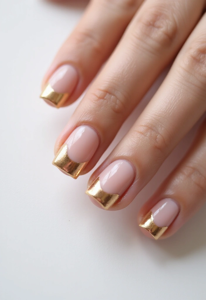 24 Modern Short French Tip Nails Inspo for Minimalists - 21. Simple Metallic Tips
