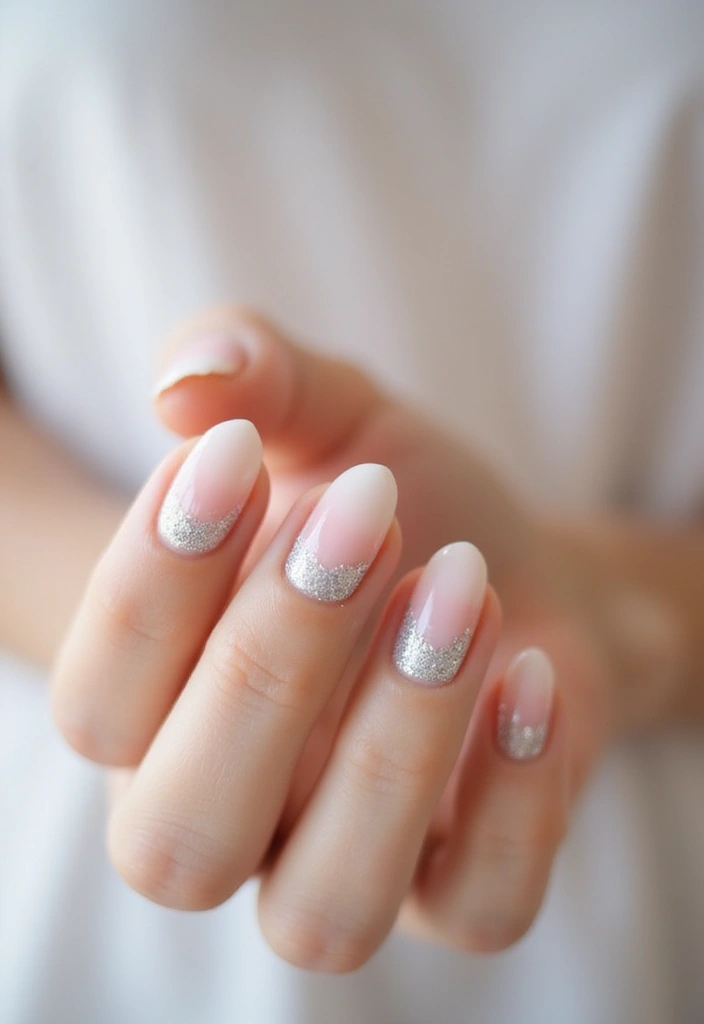 24 Modern Short French Tip Nails Inspo for Minimalists - 22. Subtle Ombre with Glitter Fade