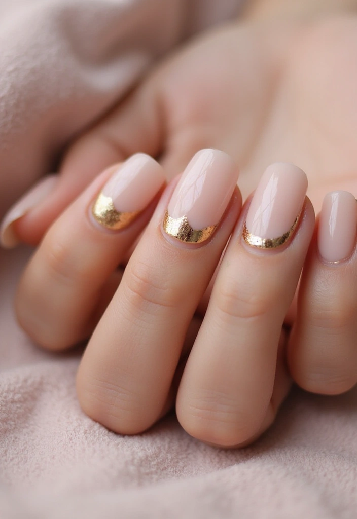24 Modern Short French Tip Nails Inspo for Minimalists - 24. Elegant Gold Foil Tips