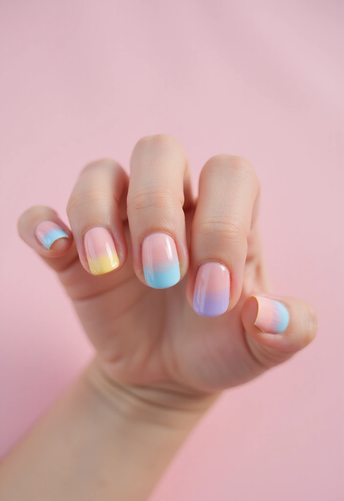 24 Modern Short French Tip Nails Inspo for Minimalists - 4. Pastel Rainbow Tips