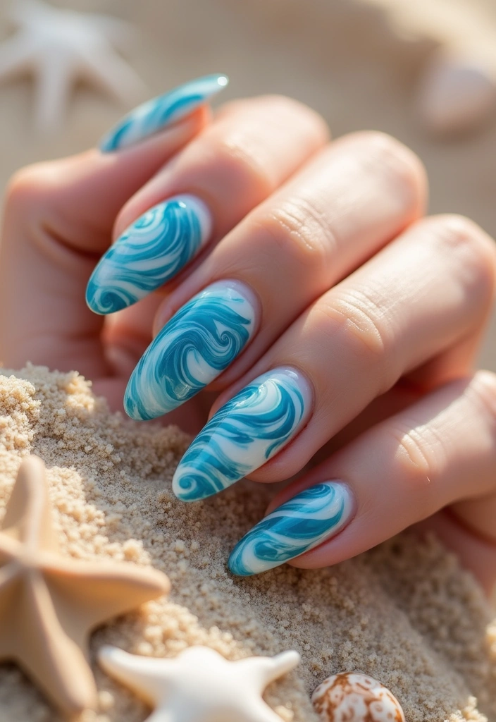 24 Summer Gel Nail Designs for Long-Lasting Glam - 1. Ocean Waves