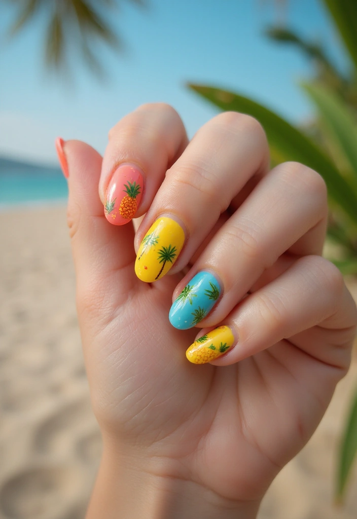 24 Summer Gel Nail Designs for Long-Lasting Glam - 2. Tropical Paradise